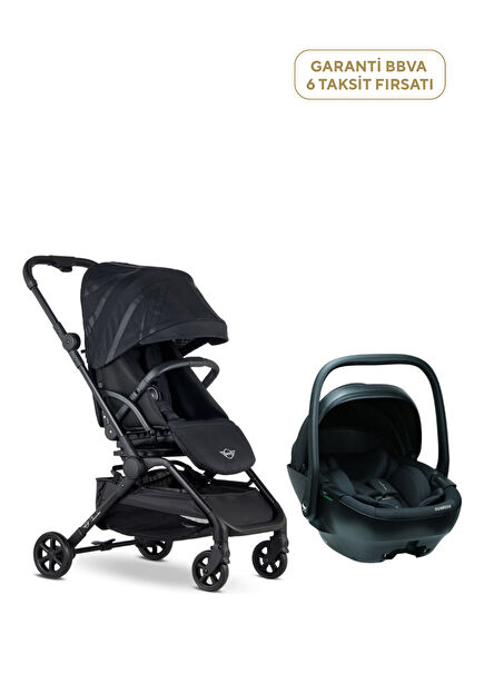 Buggy TURN² Oxford Black Bebek Arabası ve Guardix Black Anne Kucağı Seyahat Sistem Bebek Arabası