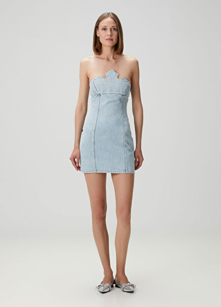 x Disney Crown Mavi Mini Denim Elbise