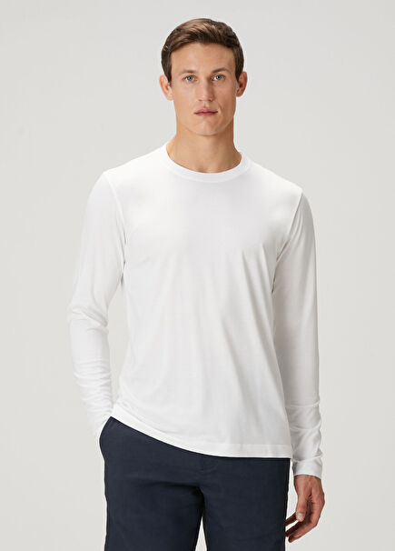 Regular Fit White Long Sleeve T-Shirt