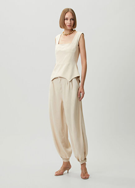 Rome Bej Denim Pantolon