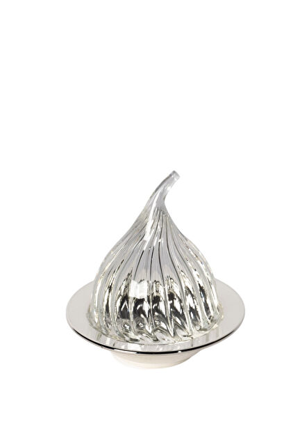 Silver Delight Holder / Chocolate Bowl with Blown Glass Lid