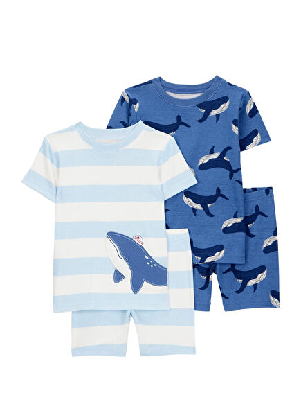 Renkli Desenli Erkek Bebek 4'lü Pijama Takımı