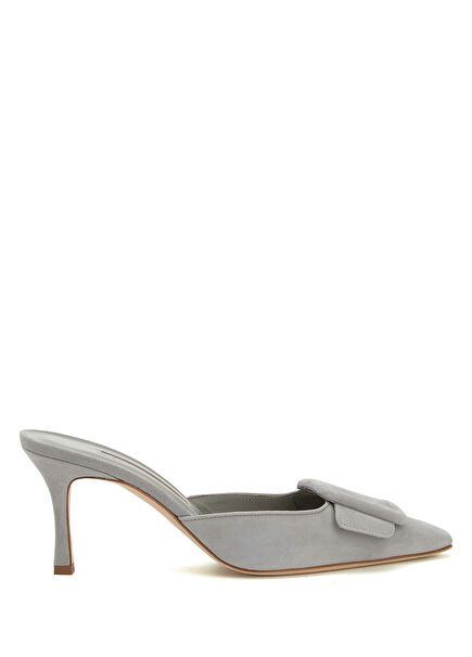 Maysale Grey Women's Leather Slippers