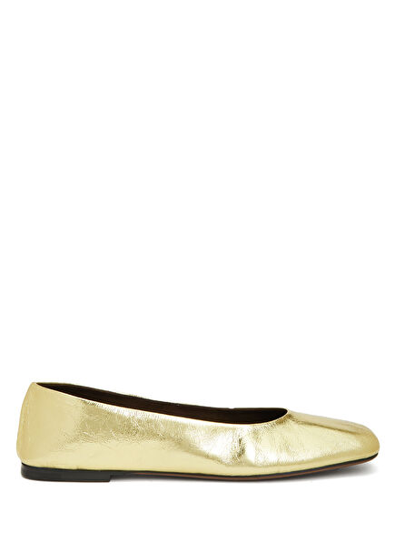 Gold Leather Ballet Flats