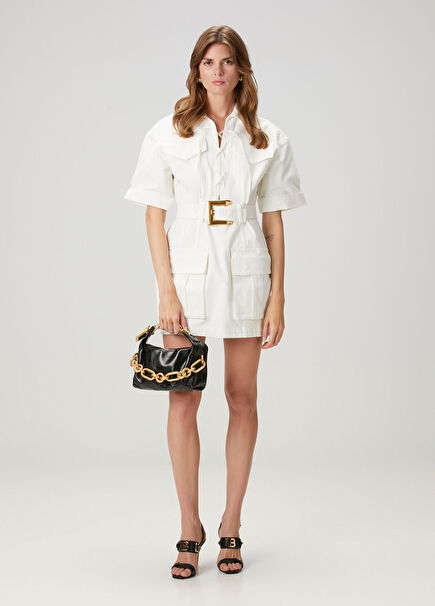 Kırık Beyaz Mini Elbise