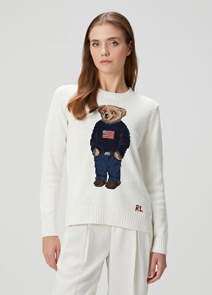 Polo Bear Beyaz Keten Kazak