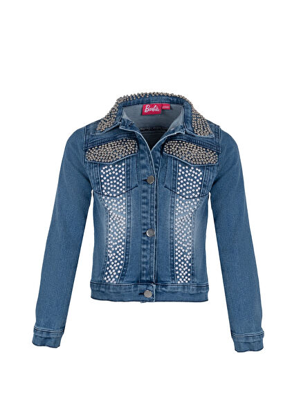Barbie V8 Blue Stone and Sequin Detailed Girl's Denim Jacket