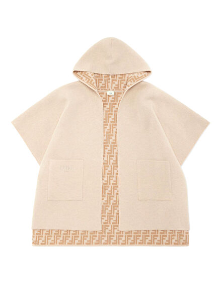 Bej Çift Taraflı Erkek Bebek Yün Panço