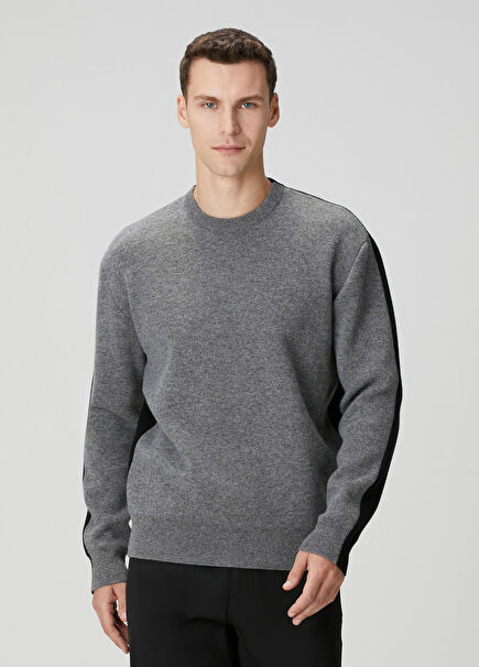 Grey Colorblocked Wool Sweatshirt