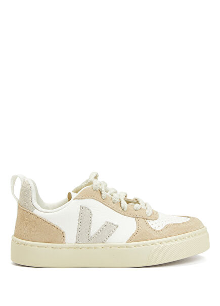 Small V-10 Laces White Leather Unisex Kids Sneaker