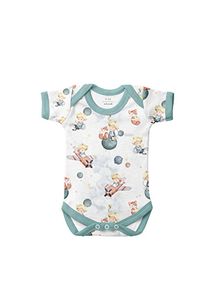 Little Prince Beyaz Çıtçıtlı Kısa Kollu Unisex Bebek Body