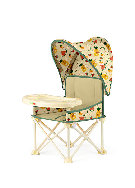 PlusUp Watermelon & Pineapple Beige Awning 0-4 Years Folding Riser Portable High Chair