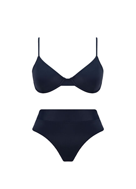 Solana Econyl Pinup Deep Dark Navy High Waisted Women's Bikini Set