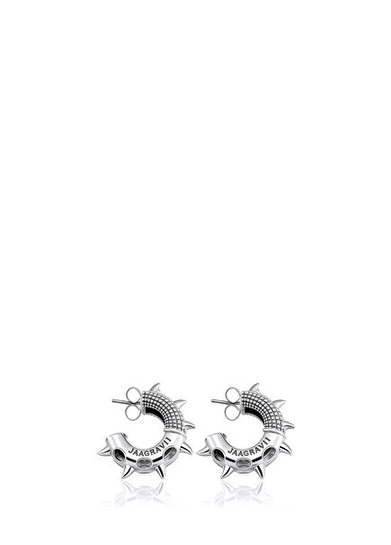 Sea Urchin Hoop Rhodium Plated Women's Earrings