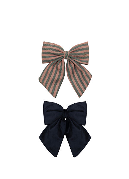 Stripe Agnes Bow 2-Pack Girls Clasp