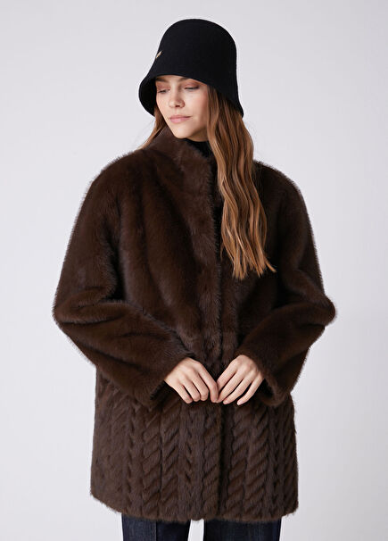Dark Brown Cable Knit Coat