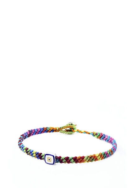 Evil Eye Colorful Square Men's Silver Bracelet