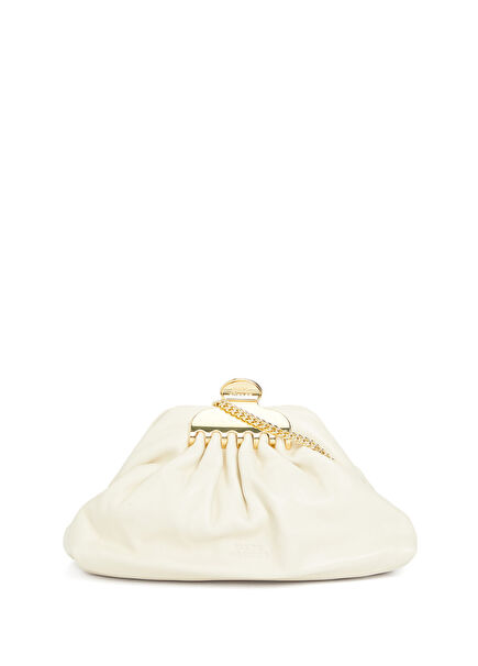 Claw Small Ekru Kadın Deri El Çantası