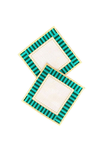 Dekoratif Candy Serisi Yeşil Keten 2'li Kokteyl Peçetesi