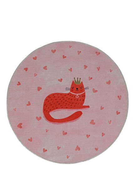 Kitty of Queens Pembe Yıkanabilir Çocuk Halısı 120 cm