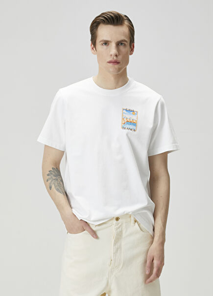 Surreal Pool Beyaz Organik Pamuk T-shirt