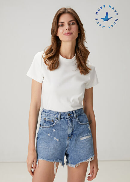 Kırık Beyaz Basic T-shirt