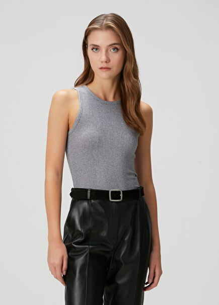 Gri Kaşmir İpek Karışımlı Atlet