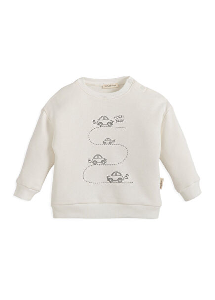 Little Driver Ekru Unisex Çocuk Sweatshirt 