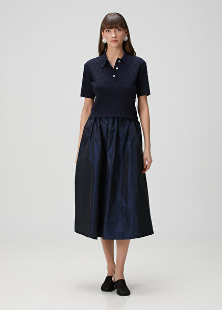 Kelly Navy Midi Skirt