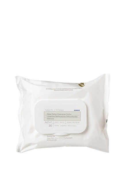 Olympus Tea Deep Detox Biodegradable Cleansing Cloths 30 Pcs Face and Make-up Remover Wipes