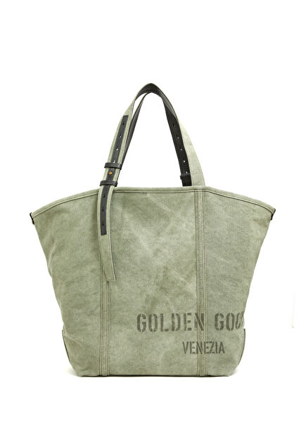 Dark Green Logo Printed Shopping Bag