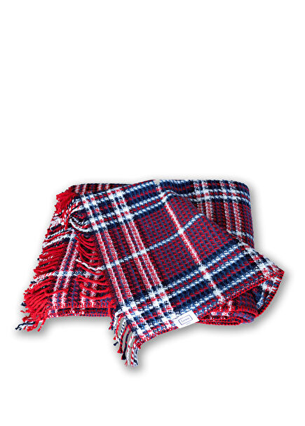 Kırmızı Ekose Desenli Throw Battaniye 150x200 cm