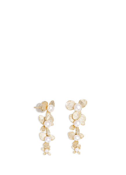 Pearl Spring 18K Yellow Gold Plated Silver Dangling Women's Earrings