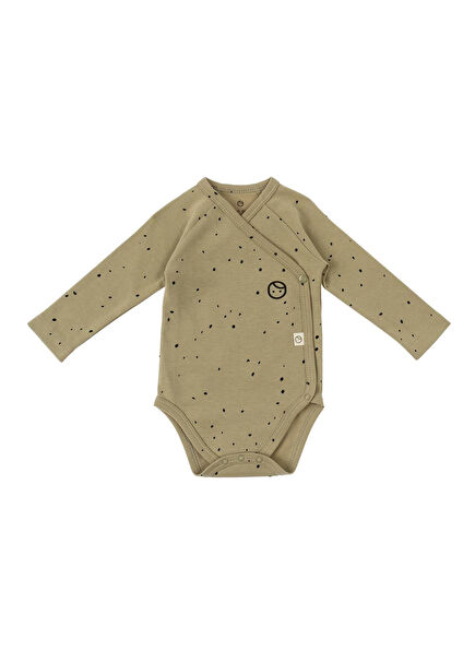 Cosmos Haki Organik Pamuk Kruvaze Uzun Kollu Unisex Bebek Zıbın