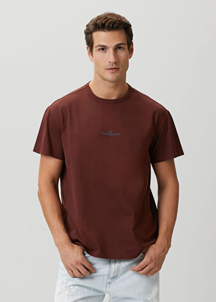 Regular Fit Bordo Logo Nakışlı T-shirt
