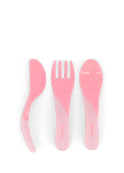 Pembe Unisex Bebek Öğrenme Çatal ve Kaşık Seti