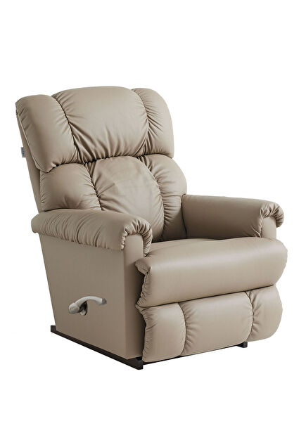 La-Z-Boy Pinnacle Madras Mushroom Beige Leather Rocking Tv Chair