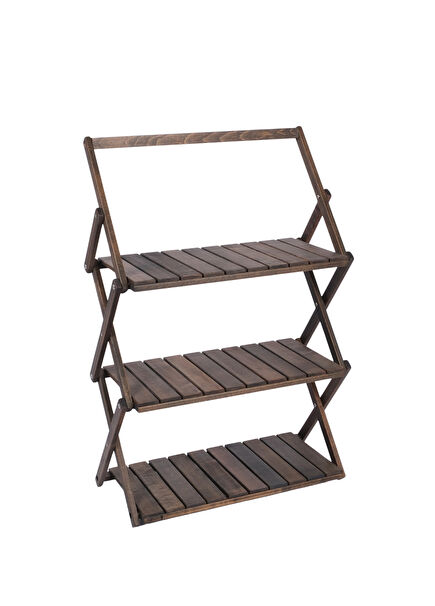 Ahşap Antrasit Katlanır Çantalı Kamp ve Bahçe Rafı