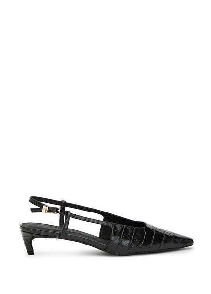 Black Crocodile Textured Pump