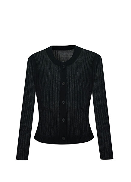 Jill Cardigan Siyah İpek Kadın Hırka