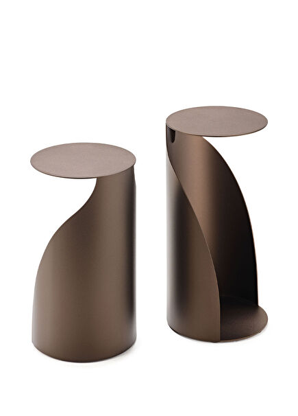 Penguin Bronz Çelik 2'li Yan Sehpa Seti