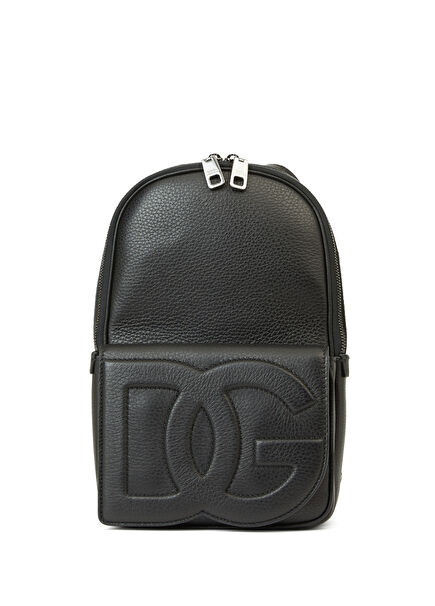 Black Men's Leather Backpack