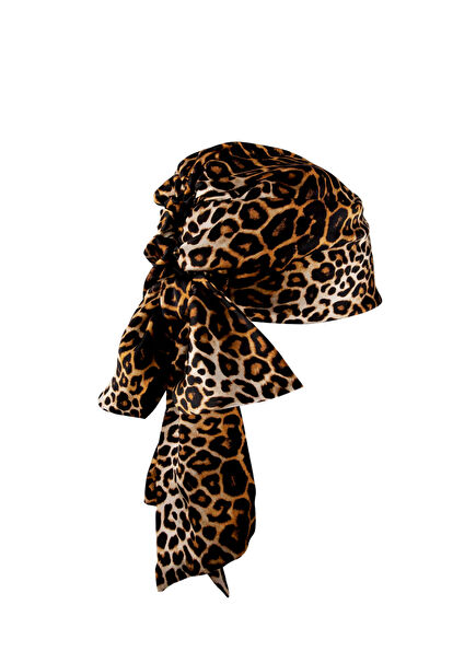 Safari Vibes Leopar Desenli İpek Kadın Bandana 