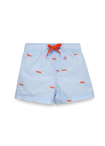 Mavi Çizgili Desenli Erkek Çocuk Şort Mayo