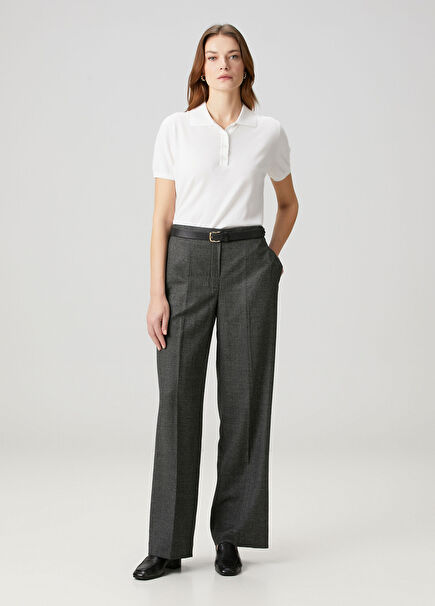 Dark Grey Wide Leg Wool Pants