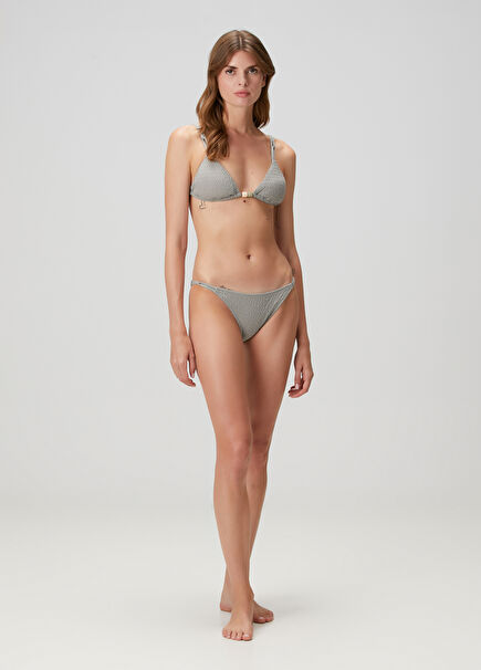 Fente Gri Üçgen Bikini Takımı