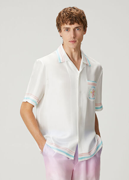 Dance Joy White Short Sleeve Silk Shirt