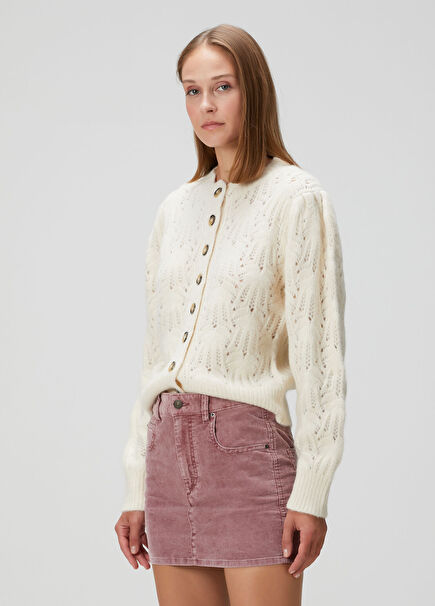 Maxine Ecru Wool Cardigan