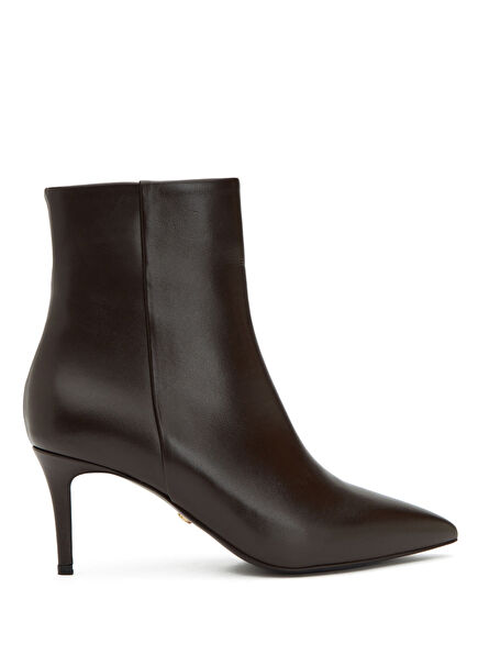 Brown Zipper Women's Leather Boots