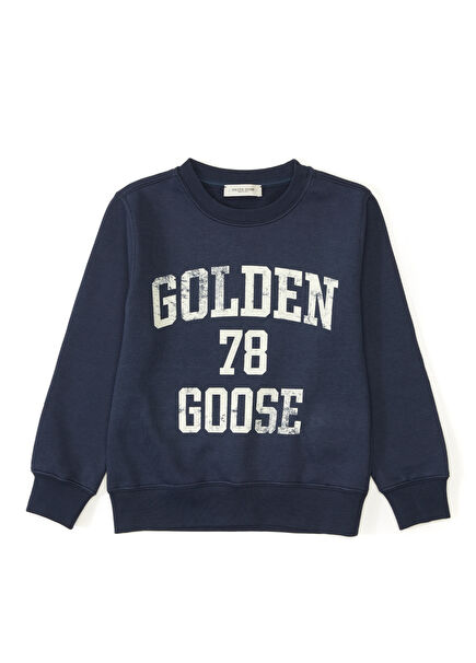 Navy Blue Logo Printed Unisex Kids Sweatshirt